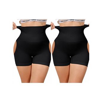 2 Packs Women's High Waisted Thigh Slimmer Tummy Control Under Dress Shorts Hip Lifting Body Shaper