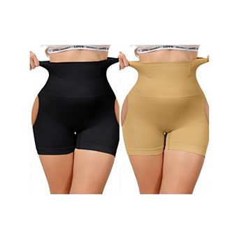 2 Packs Women's High Waisted Thigh Slimmer Tummy Control Under Dress Shorts Hip Lifting Body Shaper