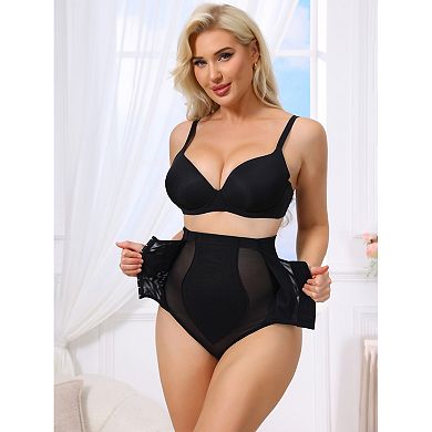 2 Packs Women's High Waisted Tummy Control Bodyshaper Panties Thong with Front Hook Closure