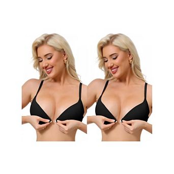 2 Packs Women's Push Up Underwire Bralette Adjustable Straps Bras with Front Closure