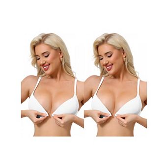 2 Packs Women's Push Up Underwire Bralette Adjustable Straps Bras with Front Closure
