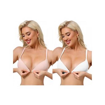 2 Packs Women's Push Up Underwire Bralette Adjustable Straps Bras with Front Closure