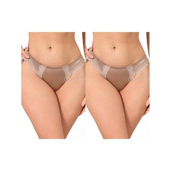 2 Packs Women's Lace Low Rise Bikini Underwear Breathable No Show Satin Briefs