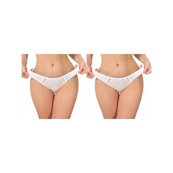 2 Packs Women's Lace Low Rise Bikini Underwear Breathable No Show Satin Briefs