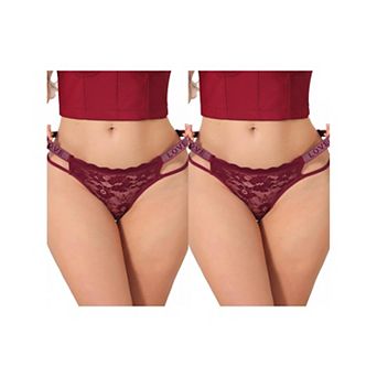 2 Packs Women's Low Waist Shiny Tangas Letter Prints Lace Underwear Thong