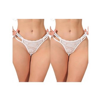 2 Packs Women's Low Waist Shiny Tangas Letter Prints Lace Underwear Thong