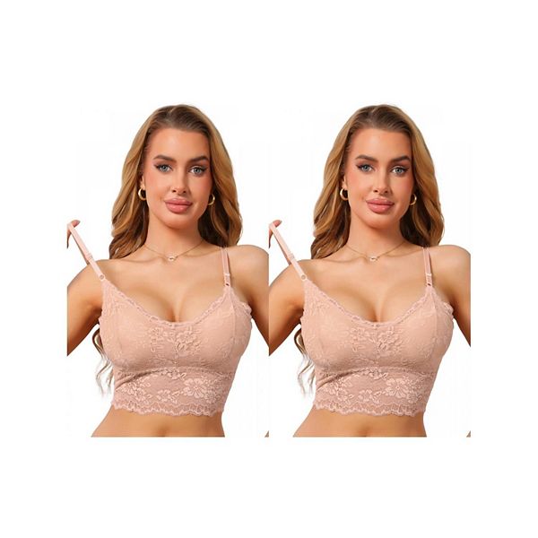 2 Packs Women's Lace V Neck Wireless Camisole Adjustable Spaghetti
