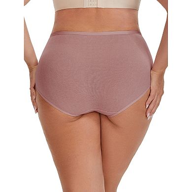 2 Packs Women's High Rise Cotton Underwear Full Coverage Lace Briefs