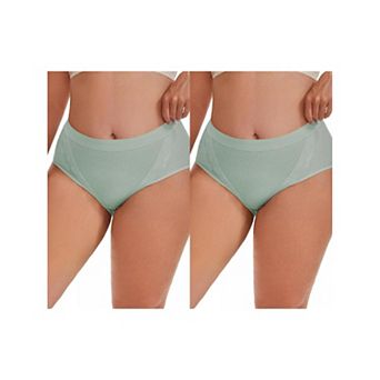 2 Packs Women's High Rise Cotton Underwear Full Coverage Lace Briefs