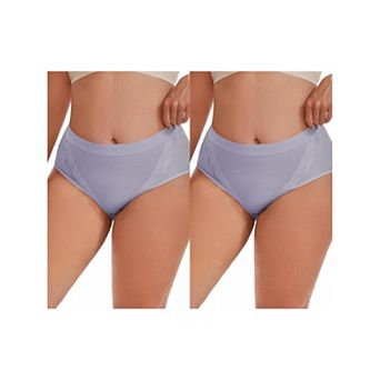 2 Packs Women's High Rise Cotton Underwear Full Coverage Lace Briefs