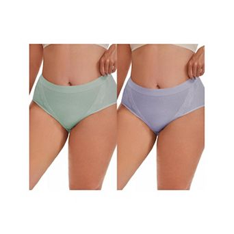 2 Packs Women's High Rise Cotton Underwear Full Coverage Lace Briefs