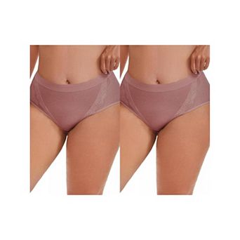 2 Packs Women's High Rise Cotton Underwear Full Coverage Lace Briefs