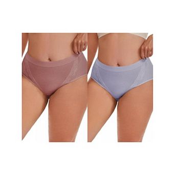 2 Packs Women's High Rise Cotton Underwear Full Coverage Lace Briefs