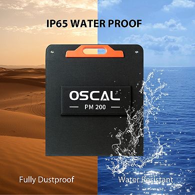 OSCAL PM 200W Foldable Solar Panel with High Efficiency Monocrystalline Cells for Outdoor Camping