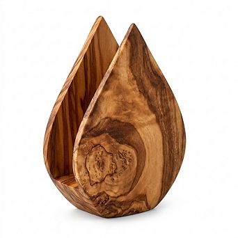 Mediterranean Wood Napkin Holder, 4.1 x 3.5 x 1.8 in Rustic Dispenser for Dining Table