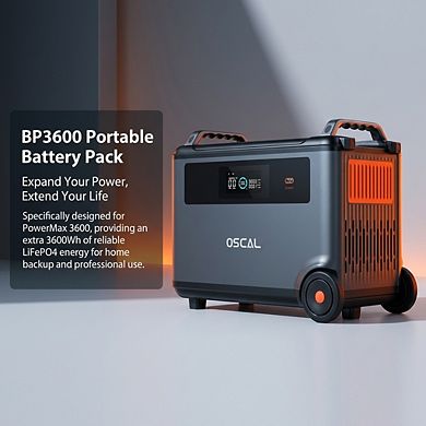 OSCAL BP3600 Extra Battery Pack with LiFePO4 for PowerMax 3600 Power Stations