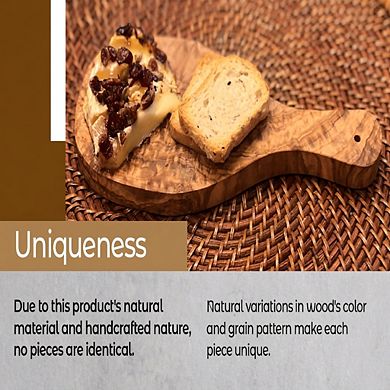Olive Wood Bread Board Set, 14-Inch Cutting Board & Butter Knife for Serving