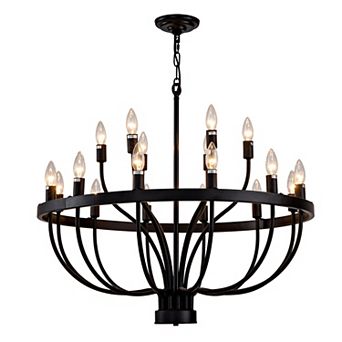 Loheer Industrial 18-Light Chandelier 31.5 Inch, Candle Style Fixture for Dining Room