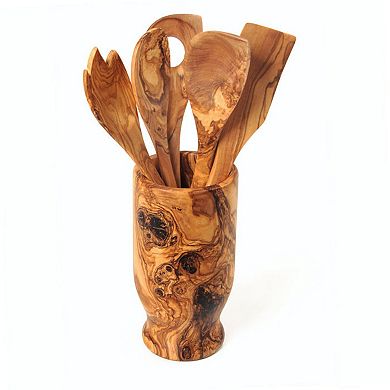 Mediterranean Wooden Kitchenware Set, Handcrafted Cooking Accessories