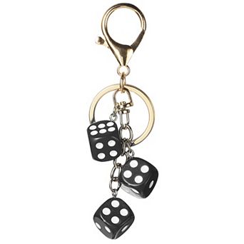 Lucky Dice Keychain Charm, Resin 3D Cube Square Mini Dice Keyrings Holder with 3 Pendants for Bag