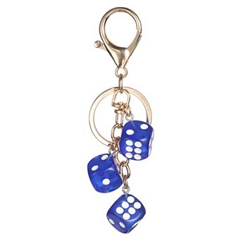 Lucky Dice Keychain Charm, Resin 3D Cube Square Mini Dice Keyrings Holder with 3 Pendants for Bag