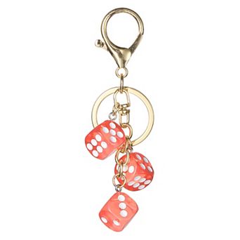 Lucky Dice Keychain Charm, Resin 3D Cube Square Mini Dice Keyrings Holder with 3 Pendants for Bag