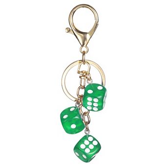 Lucky Dice Keychain Charm, Resin 3D Cube Square Mini Dice Keyrings Holder with 3 Pendants for Bag