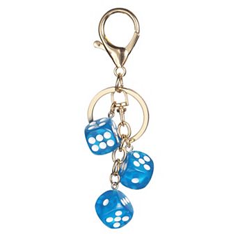 Lucky Dice Keychain Charm, Resin 3D Cube Square Mini Dice Keyrings Holder with 3 Pendants for Bag