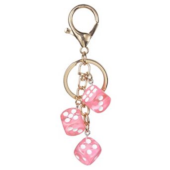 Lucky Dice Keychain Charm, Resin 3D Cube Square Mini Dice Keyrings Holder with 3 Pendants for Bag