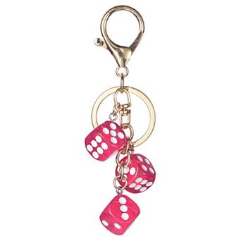 Lucky Dice Keychain Charm, Resin 3D Cube Square Mini Dice Keyrings Holder with 3 Pendants for Bag