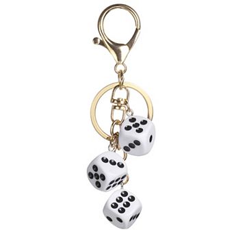 Lucky Dice Keychain Charm, Resin 3D Cube Square Mini Dice Keyrings Holder with 3 Pendants for Bag