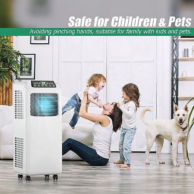 Costway 8000 BTU ASHRAE Portable Air Conditioner & Dehumidifier Function Remote w/ Window Kit