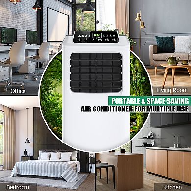 Costway 8000 BTU ASHRAE Portable Air Conditioner & Dehumidifier Function Remote w/ Window Kit