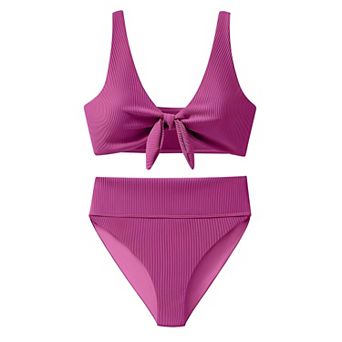 Ribbed High Waist Bikini Set