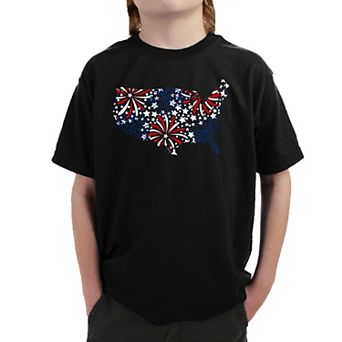 USA Fireworks - Boy's Word Art T-Shirt