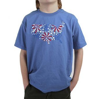 USA Fireworks - Boy's Word Art T-Shirt