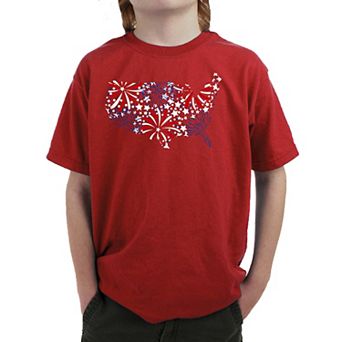 USA Fireworks - Boy's Word Art T-Shirt
