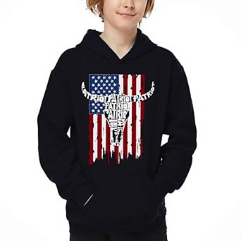 Patriot Flag - Boy's Word Art Hooded Sweatshirt