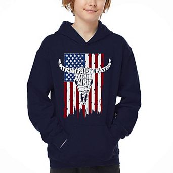Patriot Flag - Boy's Word Art Hooded Sweatshirt