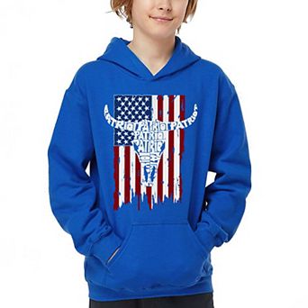Patriot Flag - Boy's Word Art Hooded Sweatshirt