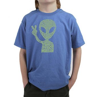 Peace Alien - Boy's Word Art T-Shirt