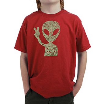 Peace Alien - Boy's Word Art T-Shirt