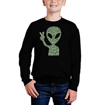Peace Alien - Boy's Word Art Crewneck Sweatshirt