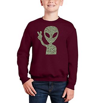 Peace Alien - Boy's Word Art Crewneck Sweatshirt