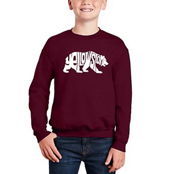 Yellowstone Bear - Boy's Word Art Crewneck Sweatshirt