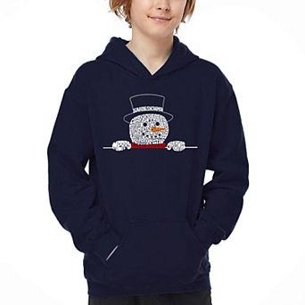 Peeking Snowman - Boy's Word Art Hooded Sweatshirt