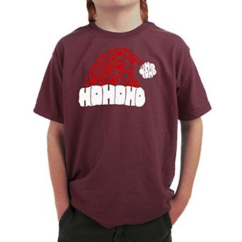 Paw Print Santa Hat - Boy's Word Art T-Shirt