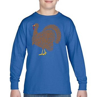 Thankgiving Turkey - Boy's Word Art Long Sleeve T-Shirt