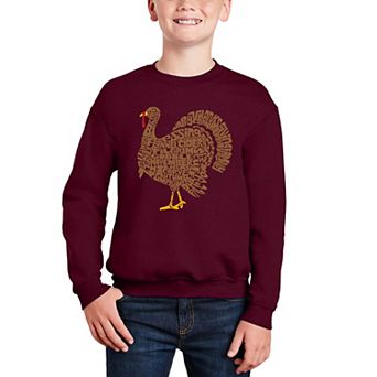 Thankgiving Turkey - Boy's Word Art Crewneck Sweatshirt