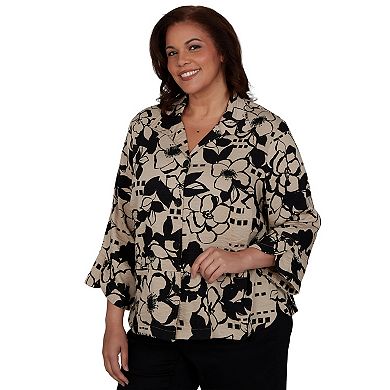 Plus Size Alfred Dunner Geo Floral Button Front Top